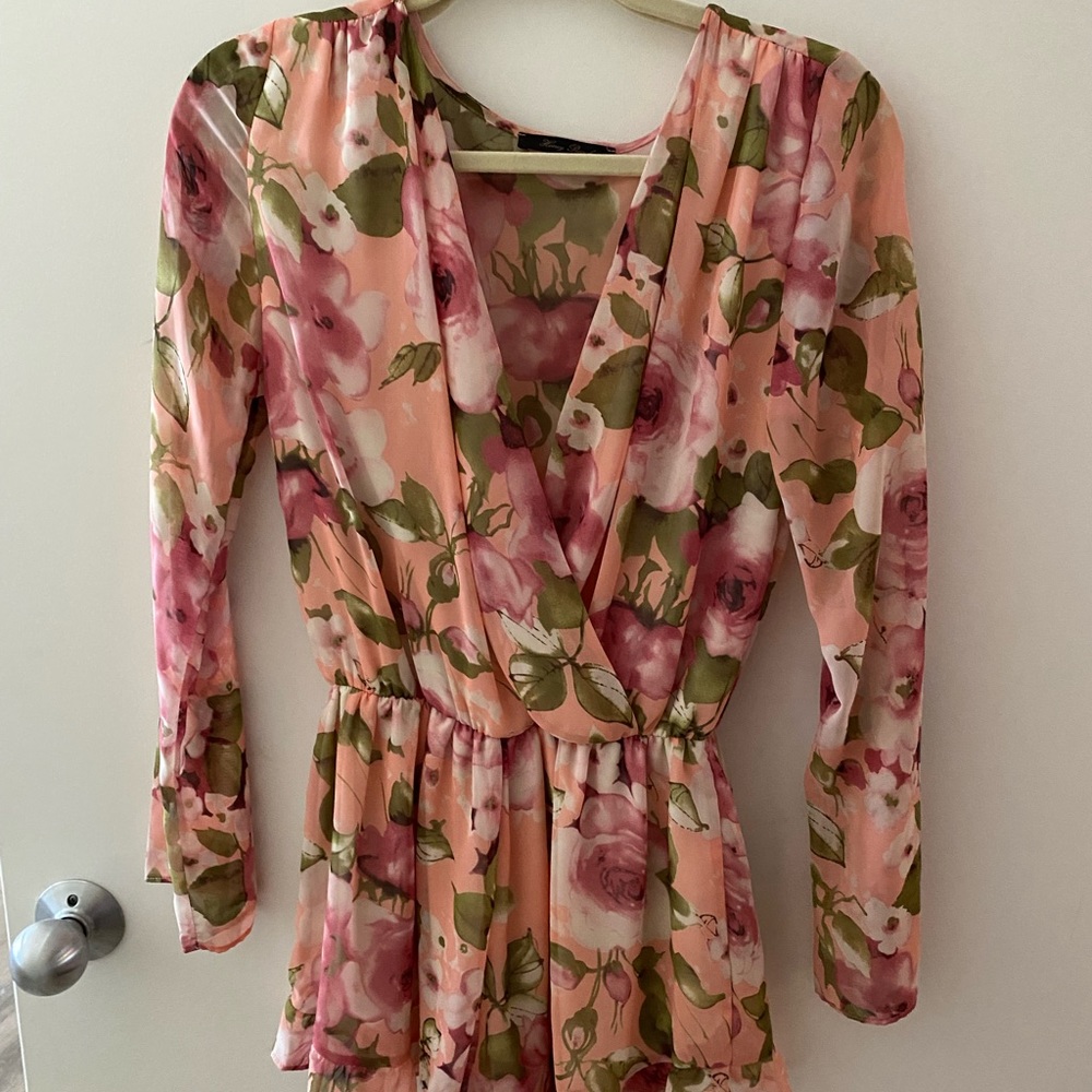 Floral pink romper